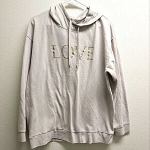 Victoria's Secret Light Gray Love Oversized Hooded Sweatshirt size Large